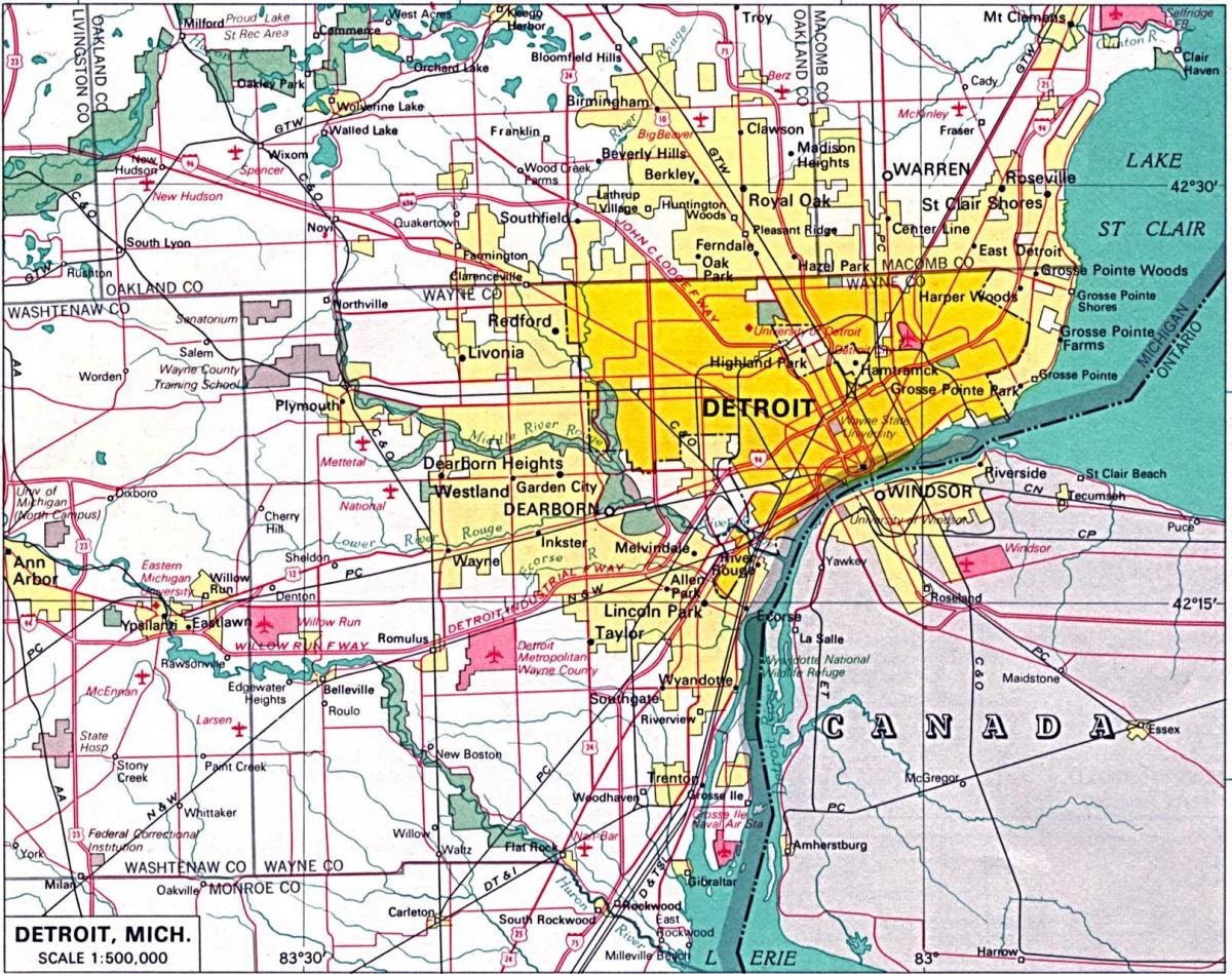 kort over Detroit forstæder
