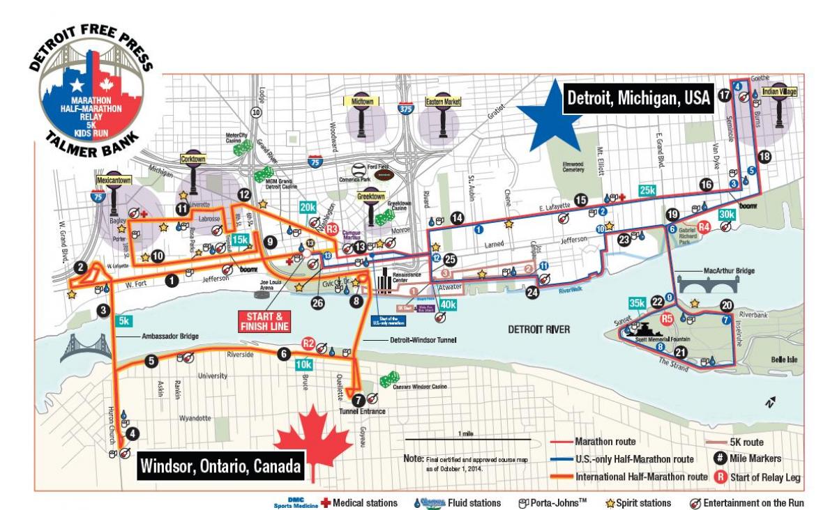 kort over Detroit marathon