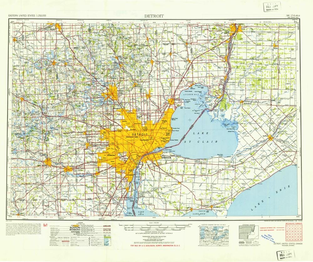 Detroit i usa kort