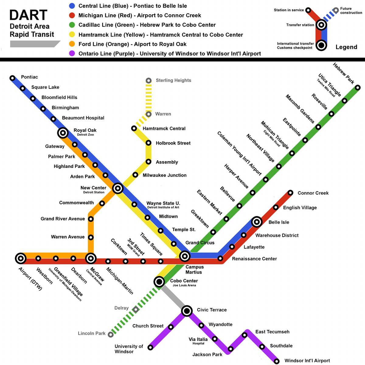 kort over Detroit Metro