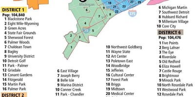 Kort over Detroit kvarterer