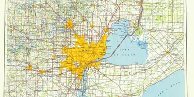 Detroit i usa kort